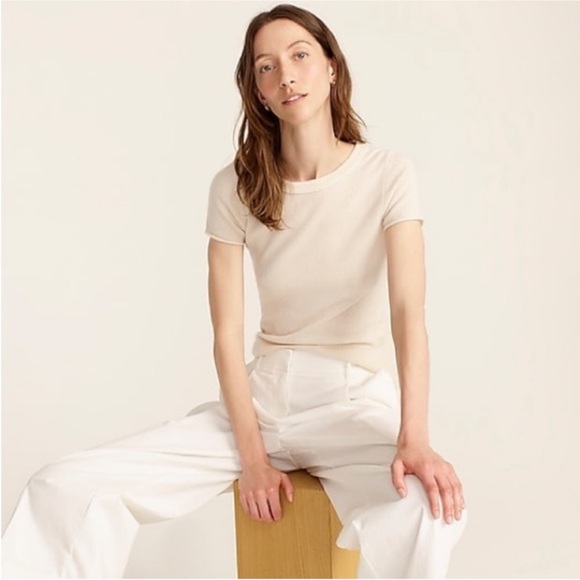 J. Crew 100% Cashmere Short Sleeve Top Sweater Sz XS 
Ivory - Picture 4 of 11